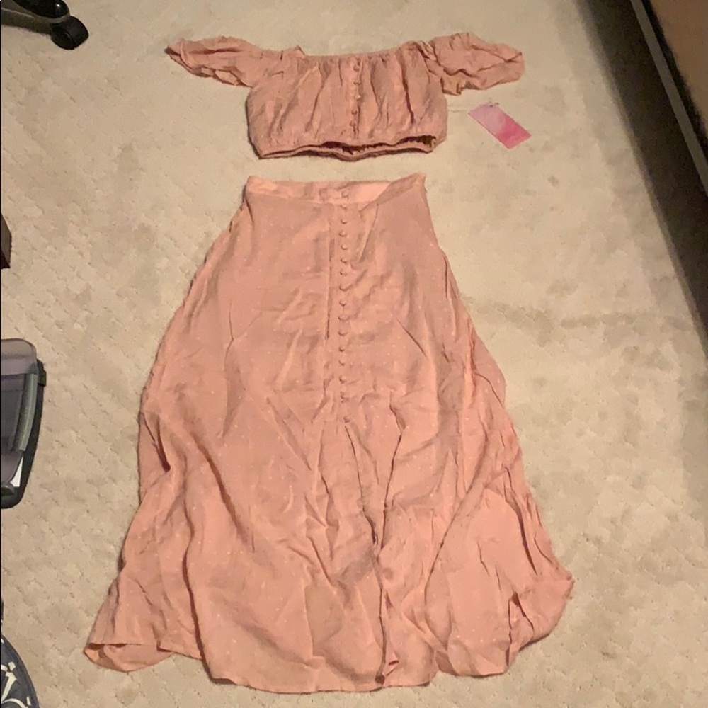 pink button two piece set